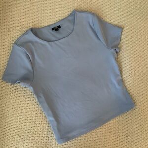 New Express Body Contour Baby Blue Skim Fit Crop Top Fitted T-Shirt